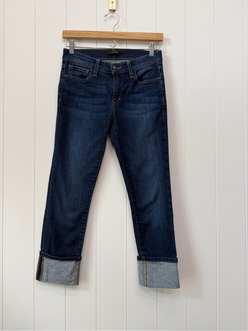 Joes Jeans Matty Cuffed Cropped Mid Rise Ankle Jeans Blue Denim Dark Wash Sz 26